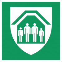 Evacuation signs and stickers ISO 7010 E021 - Protection shelter