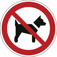 Prohibition signs and stickers ISO 7010 "P21 Prohibited for dogs"